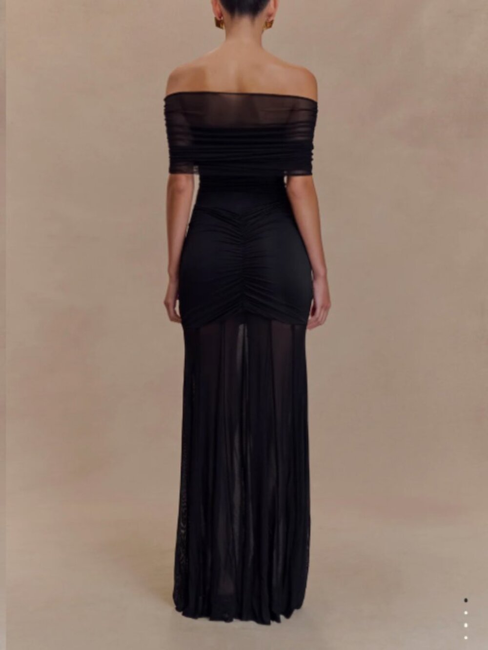 Meshki - Caspian Slinky and Mesh Off Shoulder Maxi Dress / Black / M - Picture 2 of 10